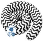 Bettschlange Kissen – Ideal als Stillkissen & Seitenschläferkissen -150 cm - Weiß/Schwarz Chevron
