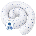Bettschlange Kissen – Ideal als Stillkissen & Seitenschläferkissen -150 cm - Blaue Sterne