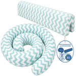 Bettkantenschutz 70x20x14 cm + Bettschlange 150x15 cm – Türkis-Weiß Chevron