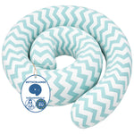 Bettschlange Kissen – Ideal als Stillkissen & Seitenschläferkissen -150 cm - Weiß/Türkis Chevron