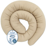 Bettschlange Kissen – Ideal als Stillkissen & Seitenschläferkissen -150–400 cm - Beige Waffelstoff