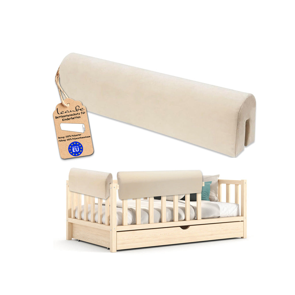 Bettkantenschutz für Babybett – Beige Mikrofaser