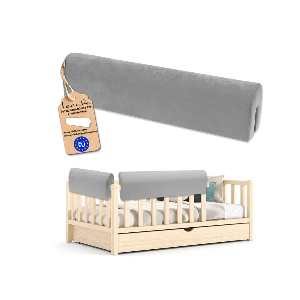 Bettkantenschutz für Babybett – Grau Mikrofaser