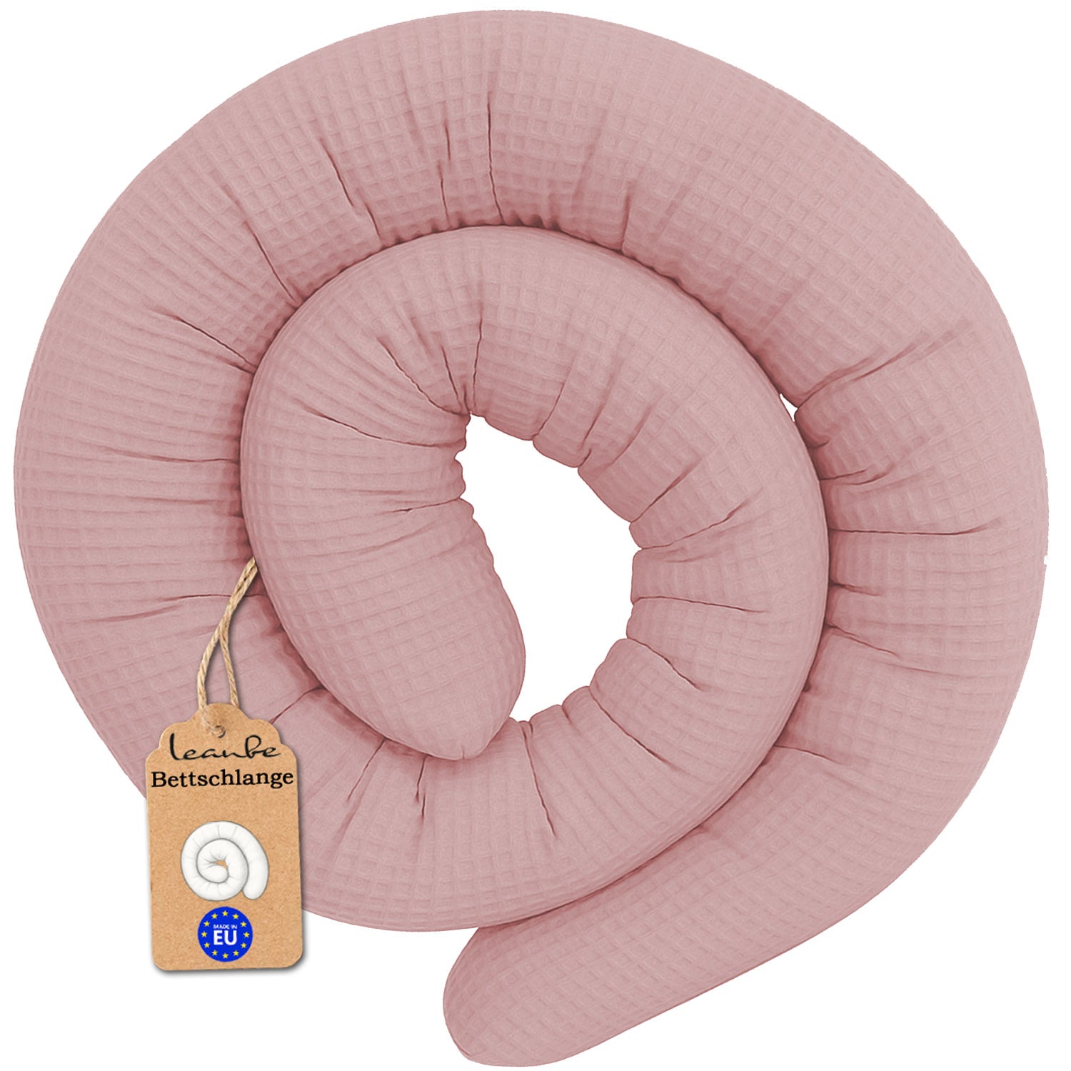 Bettschlange -150–400 cm - Seitenschläferkissen Rosa Waffelstoff