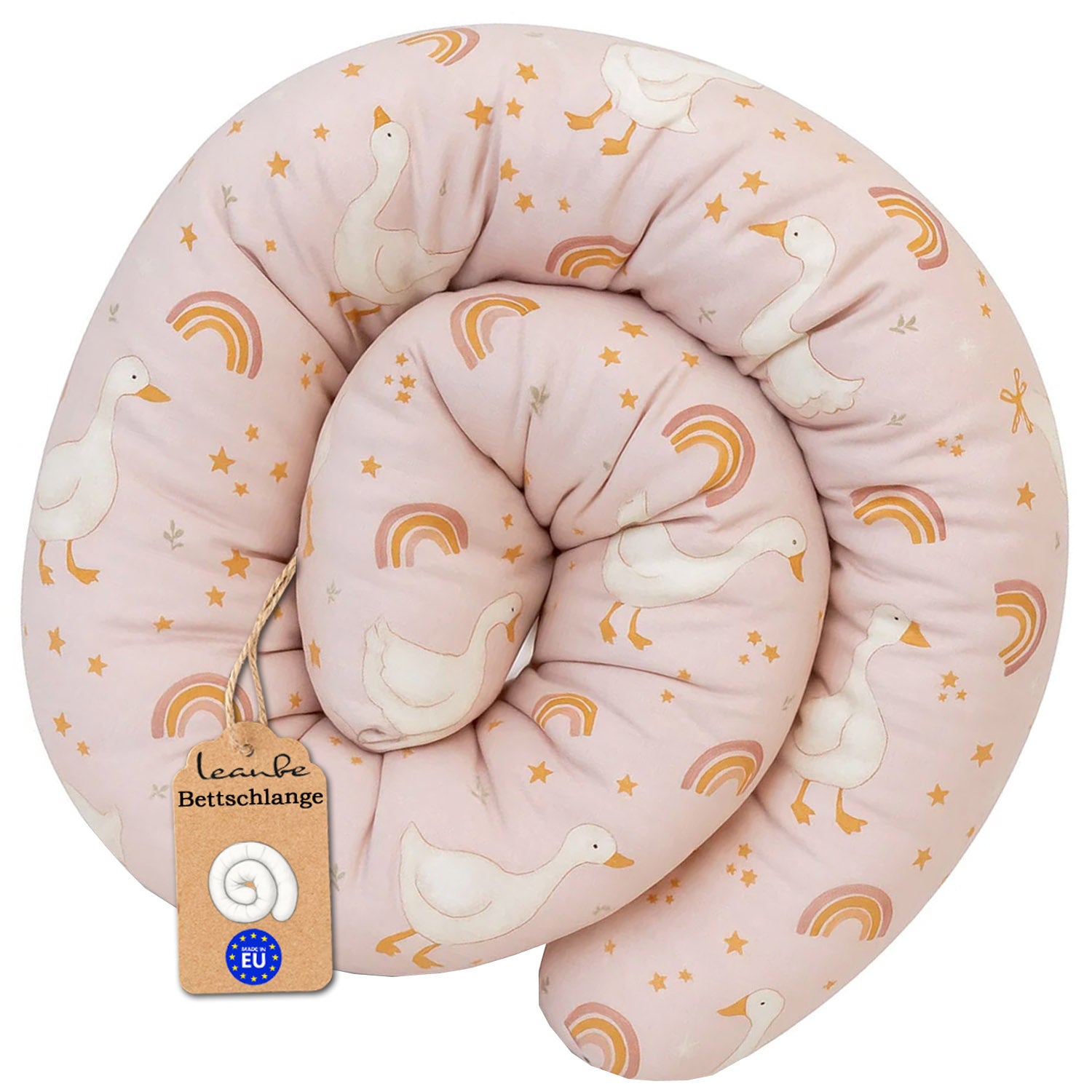 Bettschlange -150–400 cm - Seitenschläferkissen Rosa Gänse