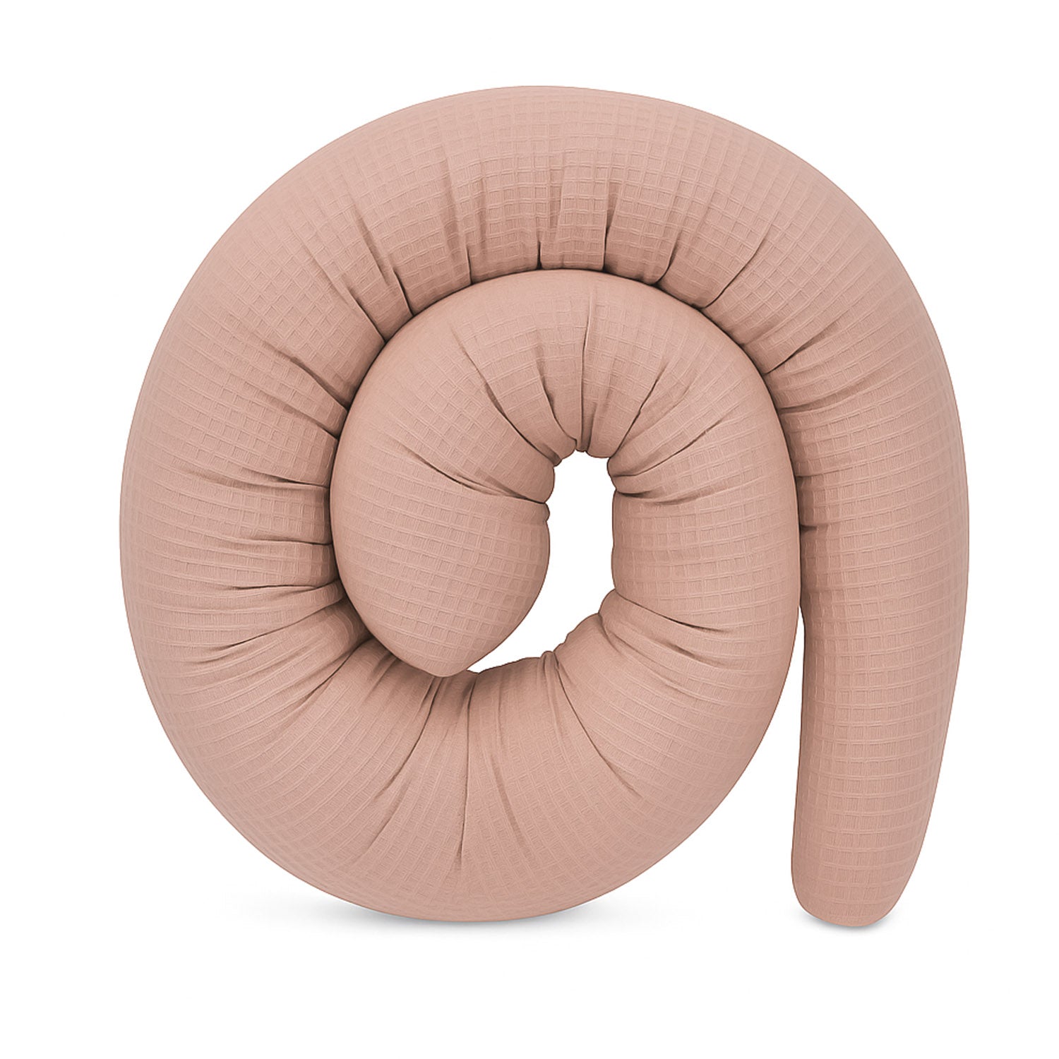 Bettschlange Kissen – Ideal als Stillkissen & Seitenschläferkissen -150–400 cm -  Rosa Waffelstoff