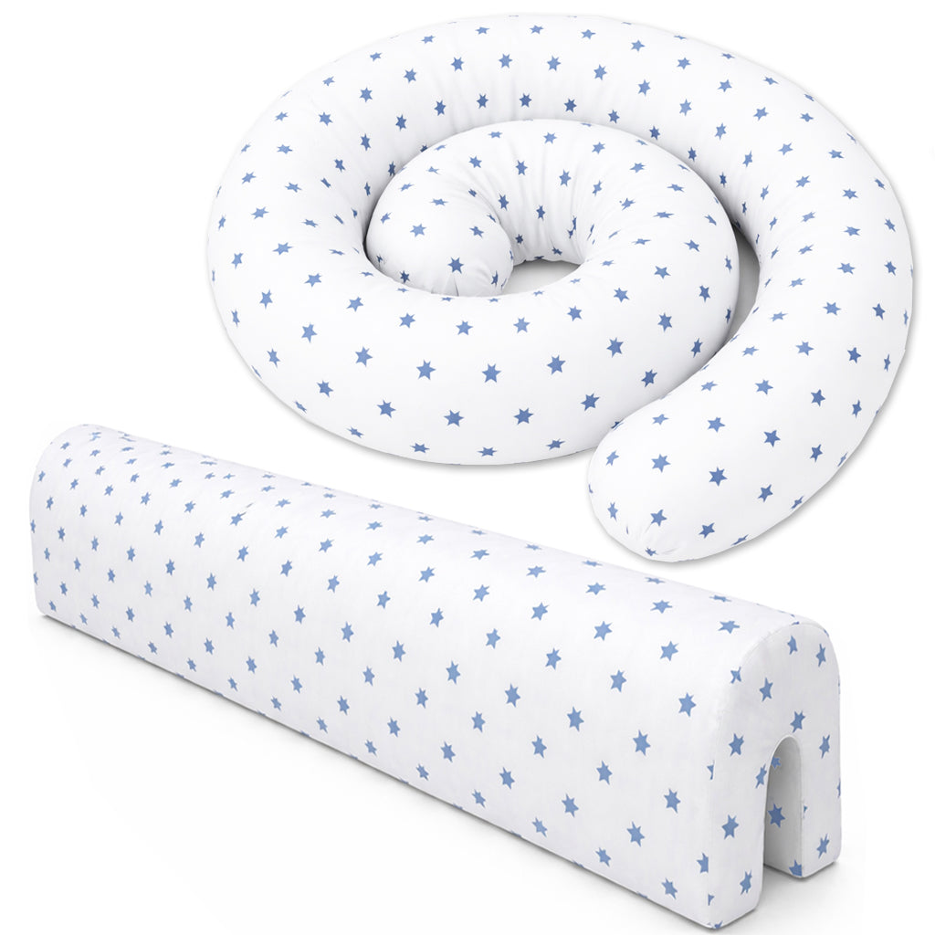 Bettkantenschutz 70x20x14 cm + Bettschlange 150x15 cm – Blaue Sterne