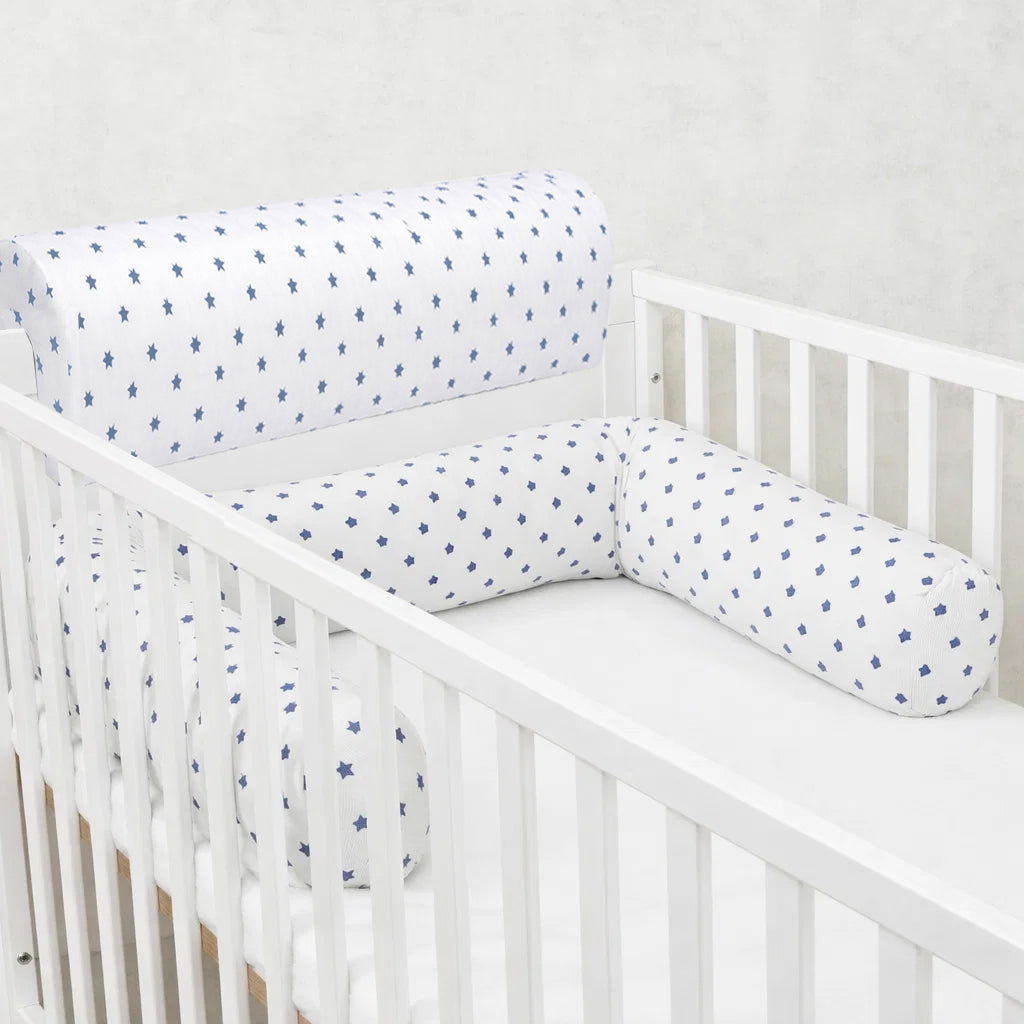 Bettkantenschutz 70x20x14 cm + Bettschlange - 150x15 cm – Blaue Sterne