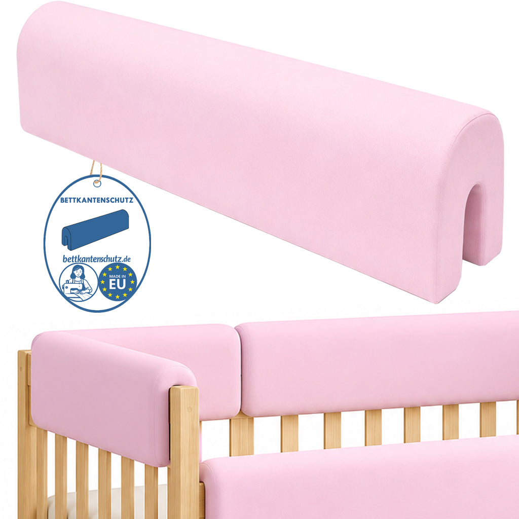 Bettkantenschutz 70 cm – Polsterung für Gitterbett & Bettkante – Baumwolle Rosa