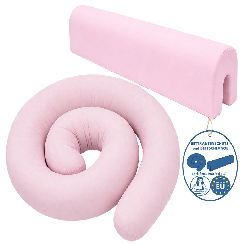 Bettkantenschutz 70x20x14 cm + Bettschlange 150x15 cm – Rosa