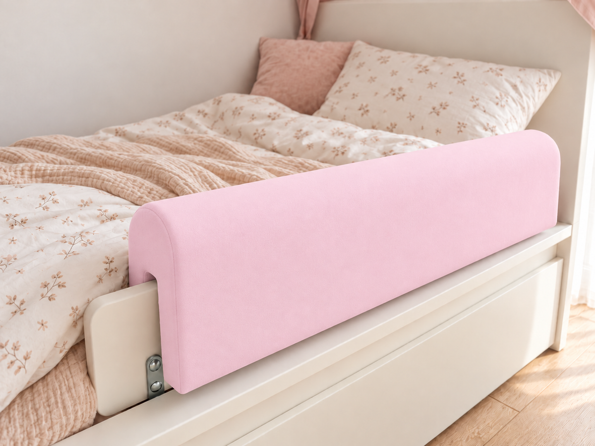 Bettkantenschutz 70 cm – Polsterung für Gitterbett & Bettkante – Baumwolle Rosa