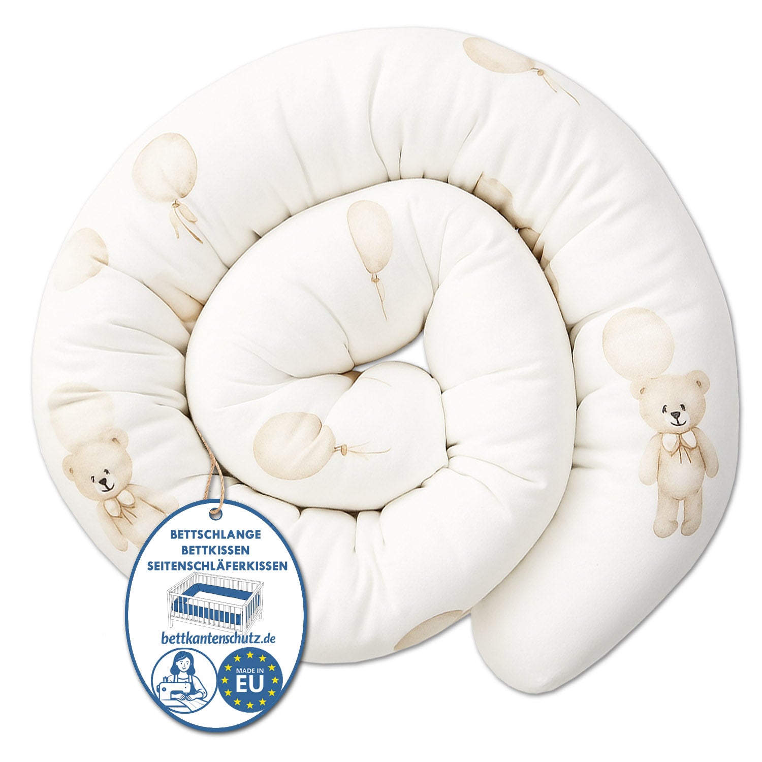 Bettschlange Kissen – Ideal als Stillkissen & Seitenschläferkissen -150–400 cm -  Teddybär